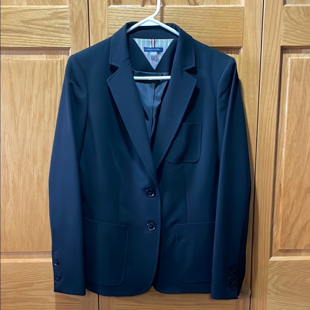 Tommy Hilfiger 2 Button Lined Classic Black Blazer Sz 10